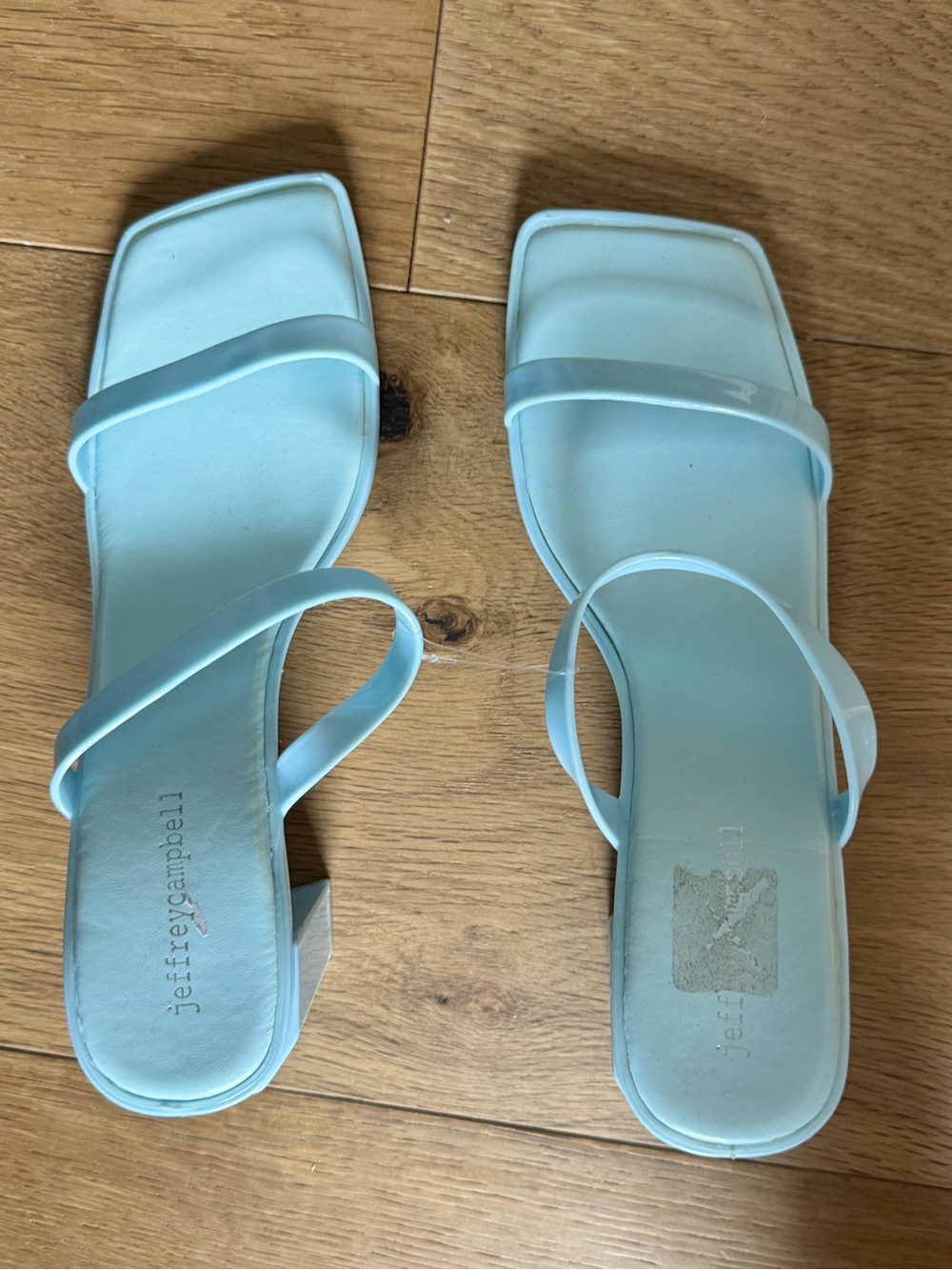 Jeffrey Campbell Pastel Blue Square-Toe Strappy Sandals